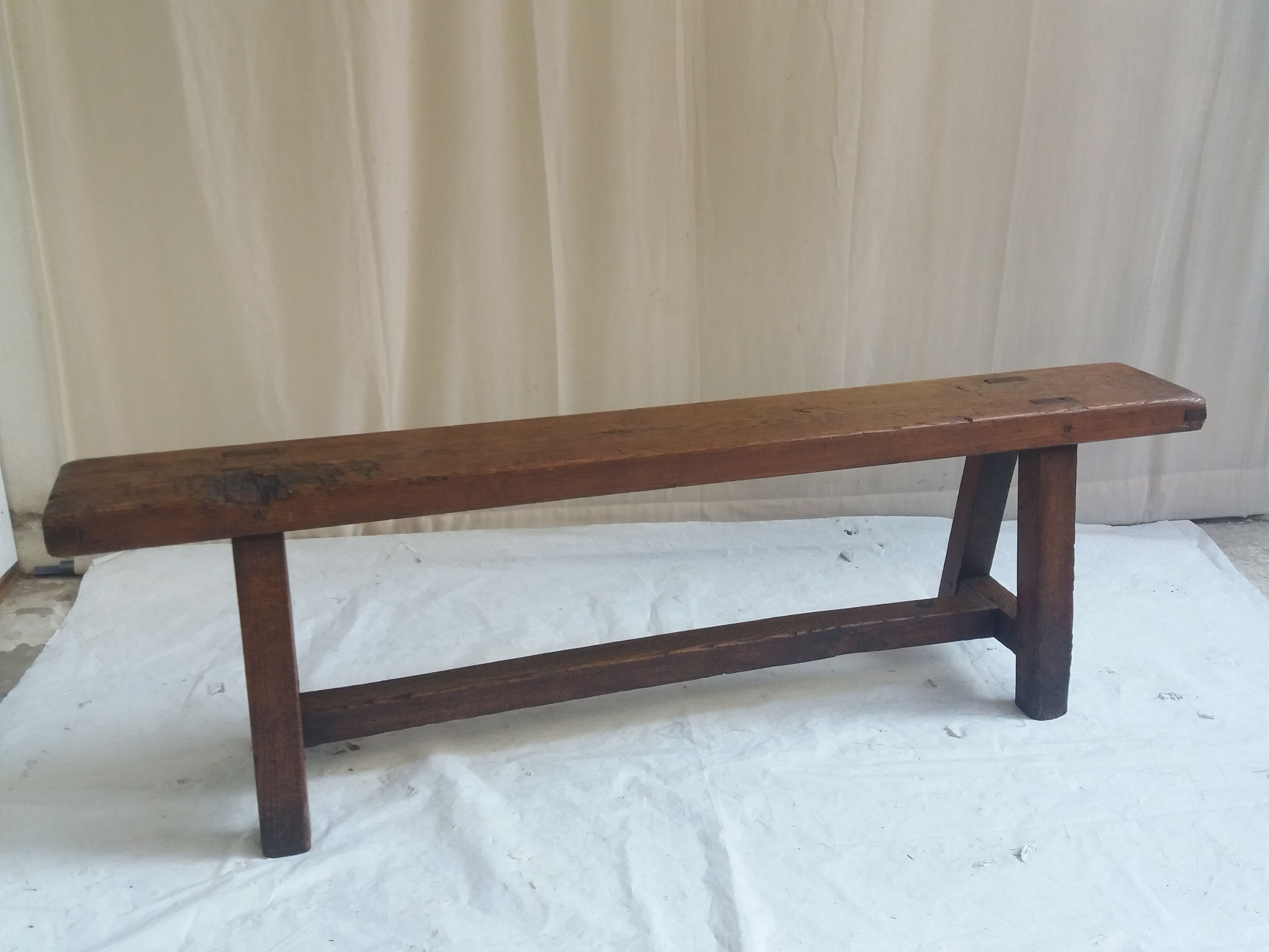 Pair of old benches in chene