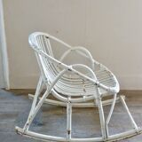 Child rocking chair in rattan, 60s