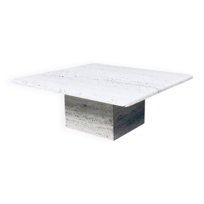Italian Travertine Square Coffee Table, 1970s