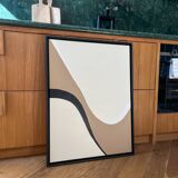 Taupe and black diptych paintings