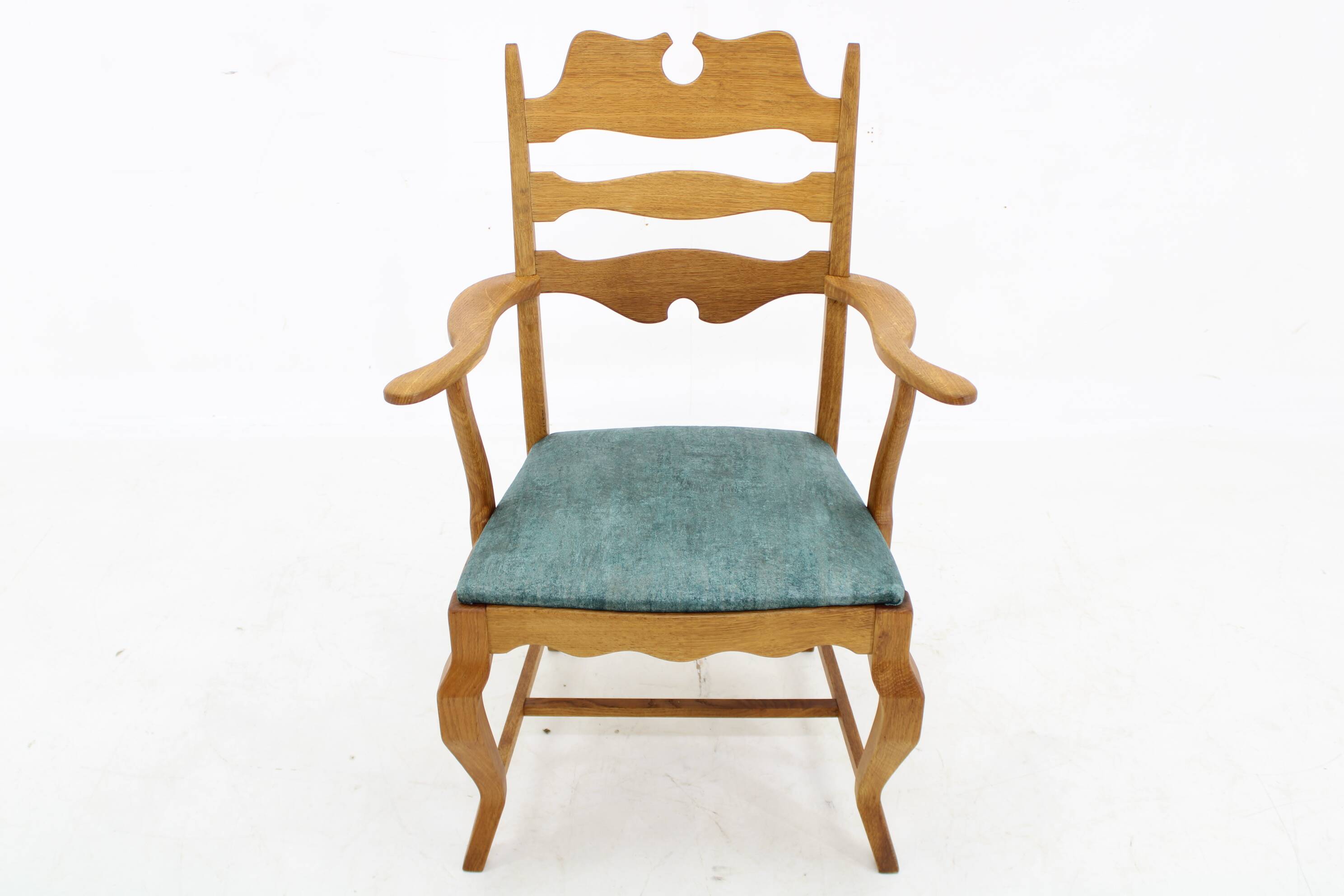 1960s Henning Kjærnulf Razorblade armchair in solid oak for EG Møbler, Denmark