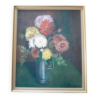 Oil painting, still life signed Bretagne.