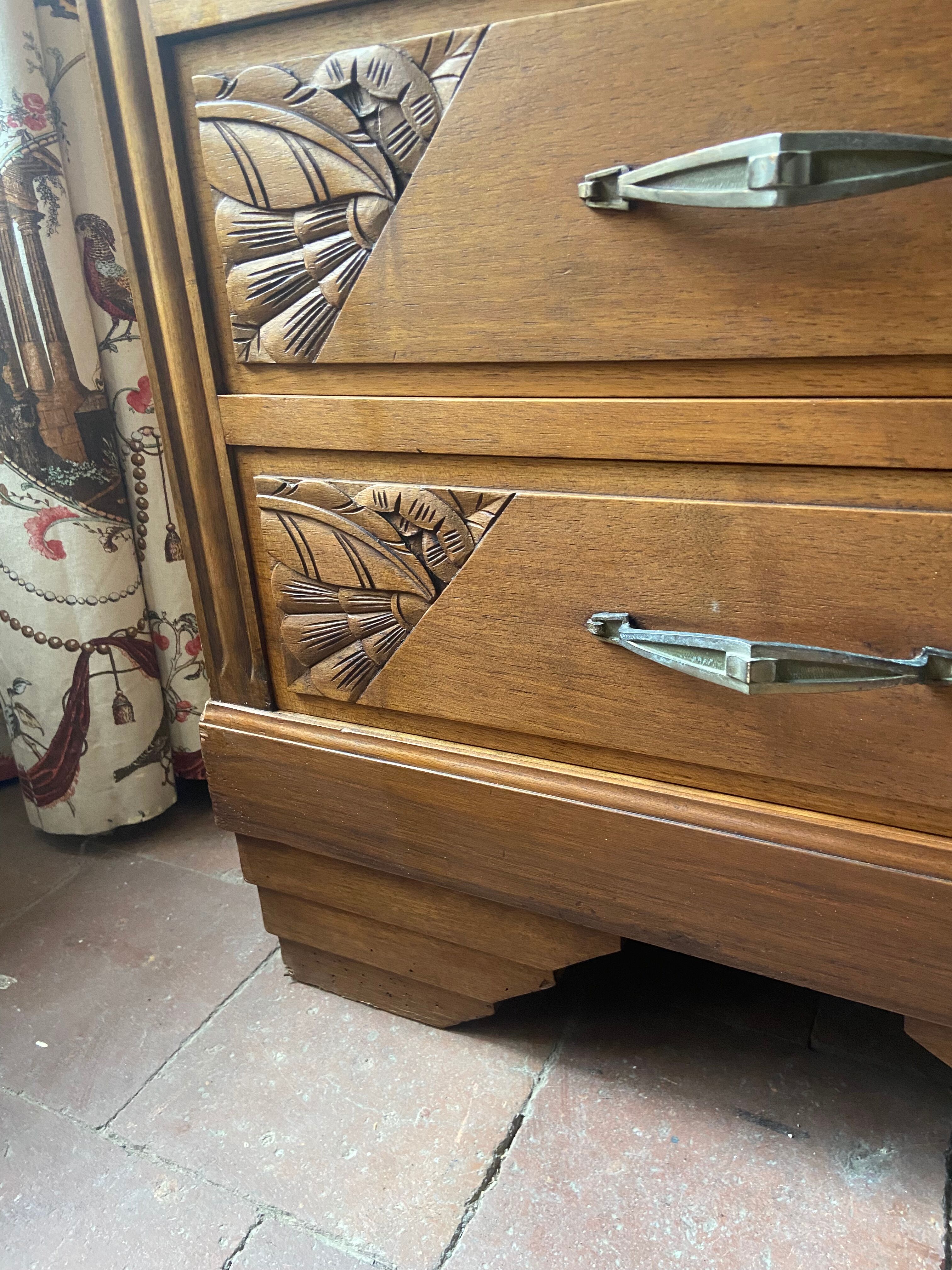 Commode semainier old era Art Deco in Walnut renovated