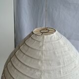 Suspension in rattan and natural japanese linen in the shape of a drop