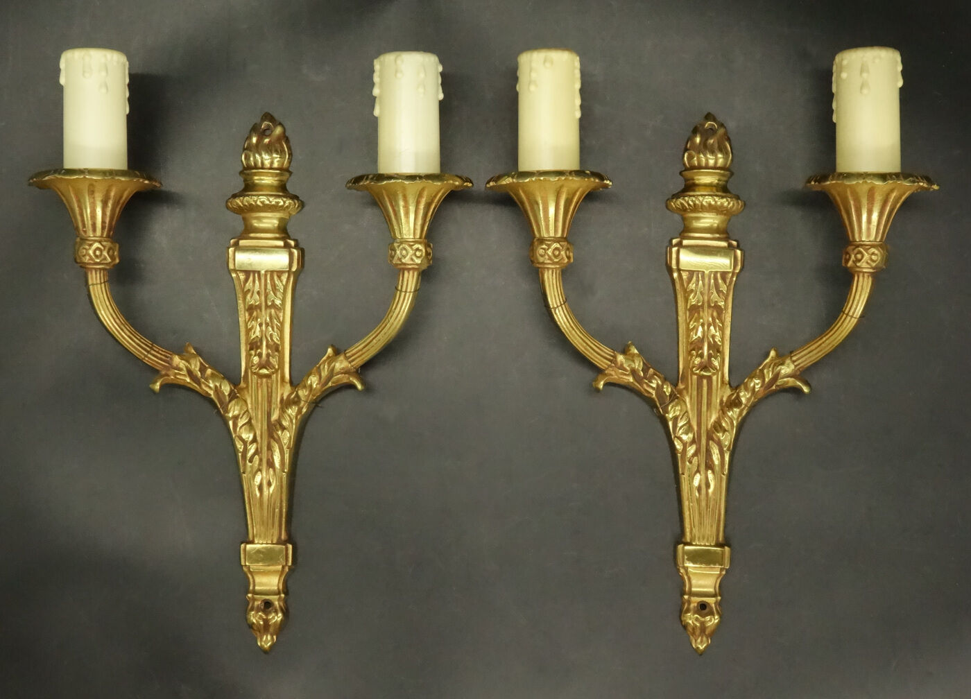 Pair of Louis XVI style torch lamps