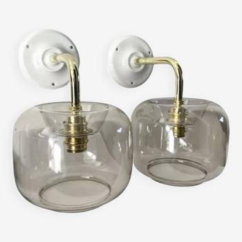 Pair of vintage smoked glass wall lights
