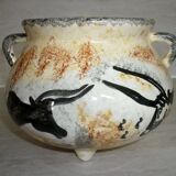 Tripod bonbonnière with "lascaux" decorations 1950-1960