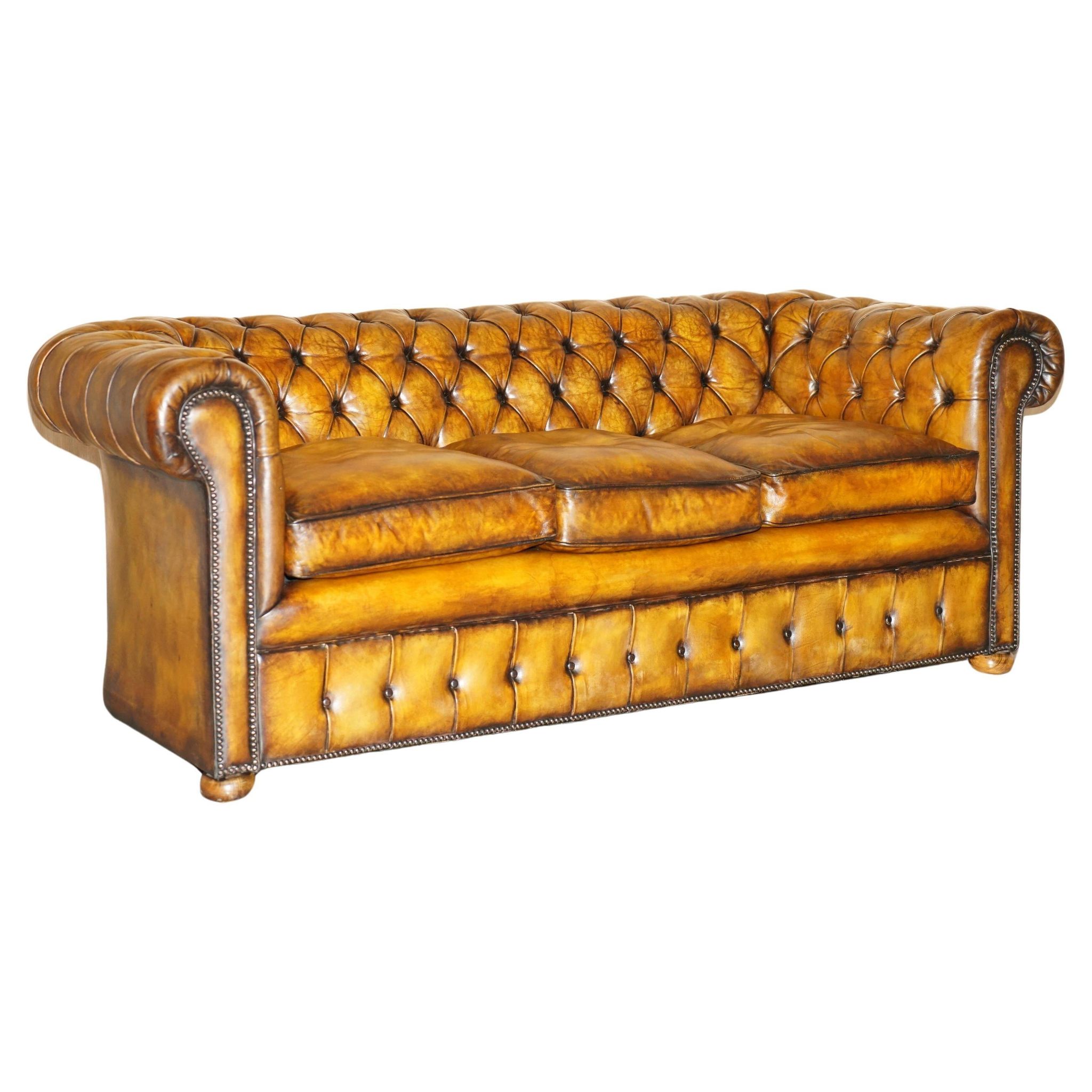 Restored vintage leather Chesterfield sofa