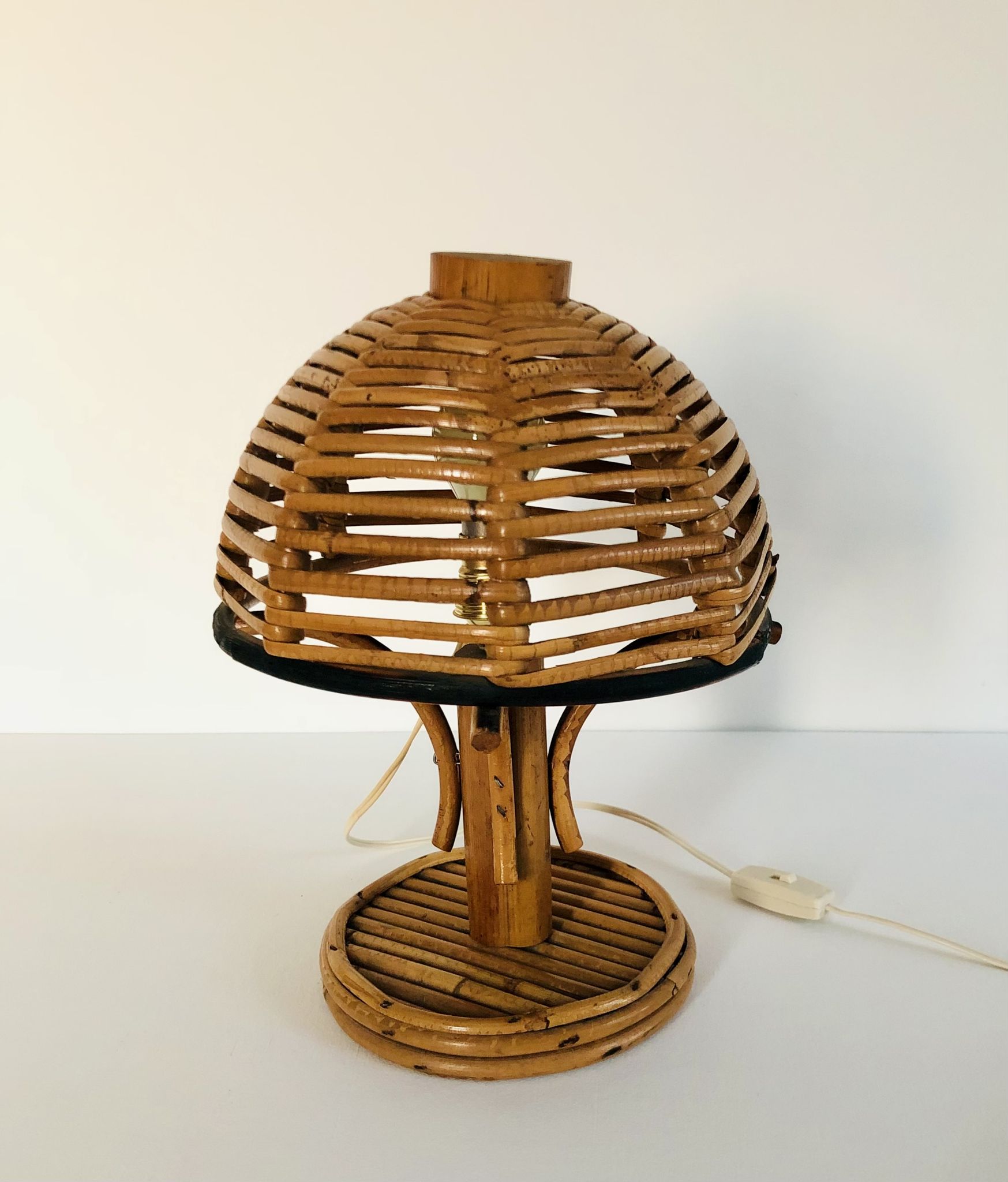 Rattan table lamp, Italy 60s