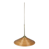 Pencil split reed, rattan, bamboo & brass pendant lamp, italy, 1970s
