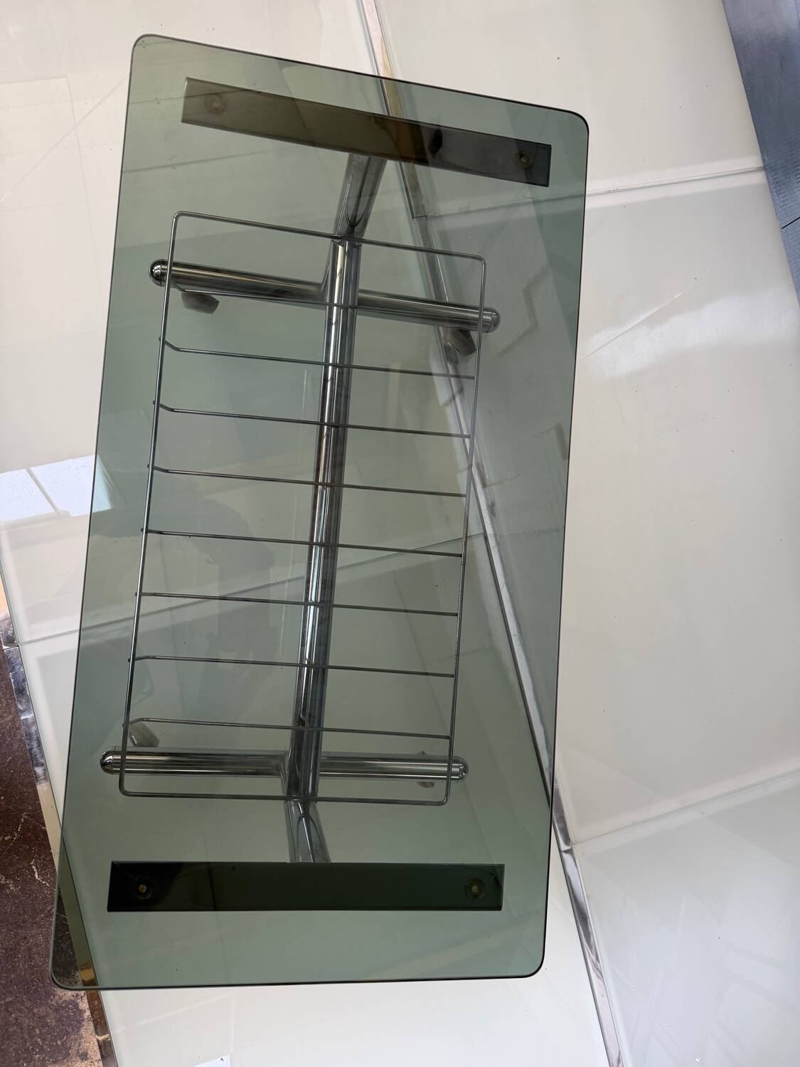 Metal and smoked glass hi-fi video furniture