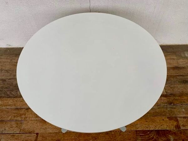 Table basse vintage guéridon rond  piétement étoile en fonte d'aluminium année 1980