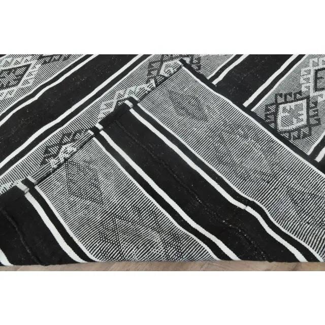 1970s Vintage Turkish Handmade Wool Cotton Gray Kilim Rug 147x197
