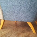 Chair organic 50s Danish blue and beige