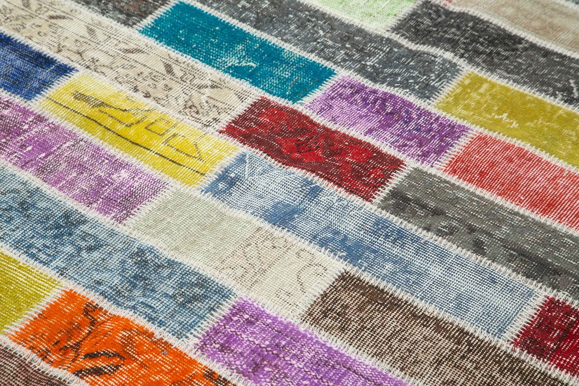 Tapis de patchwork turc contemporain tissé à la main 172 cm x 230 cm Multicolor Patchwork