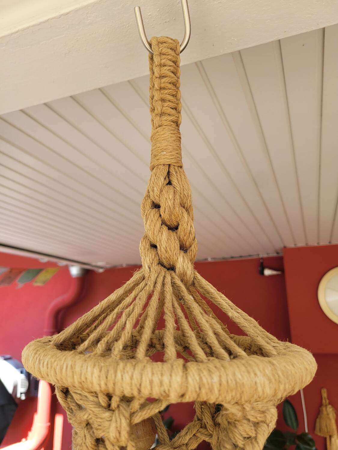 Large vintage macrame plant holder