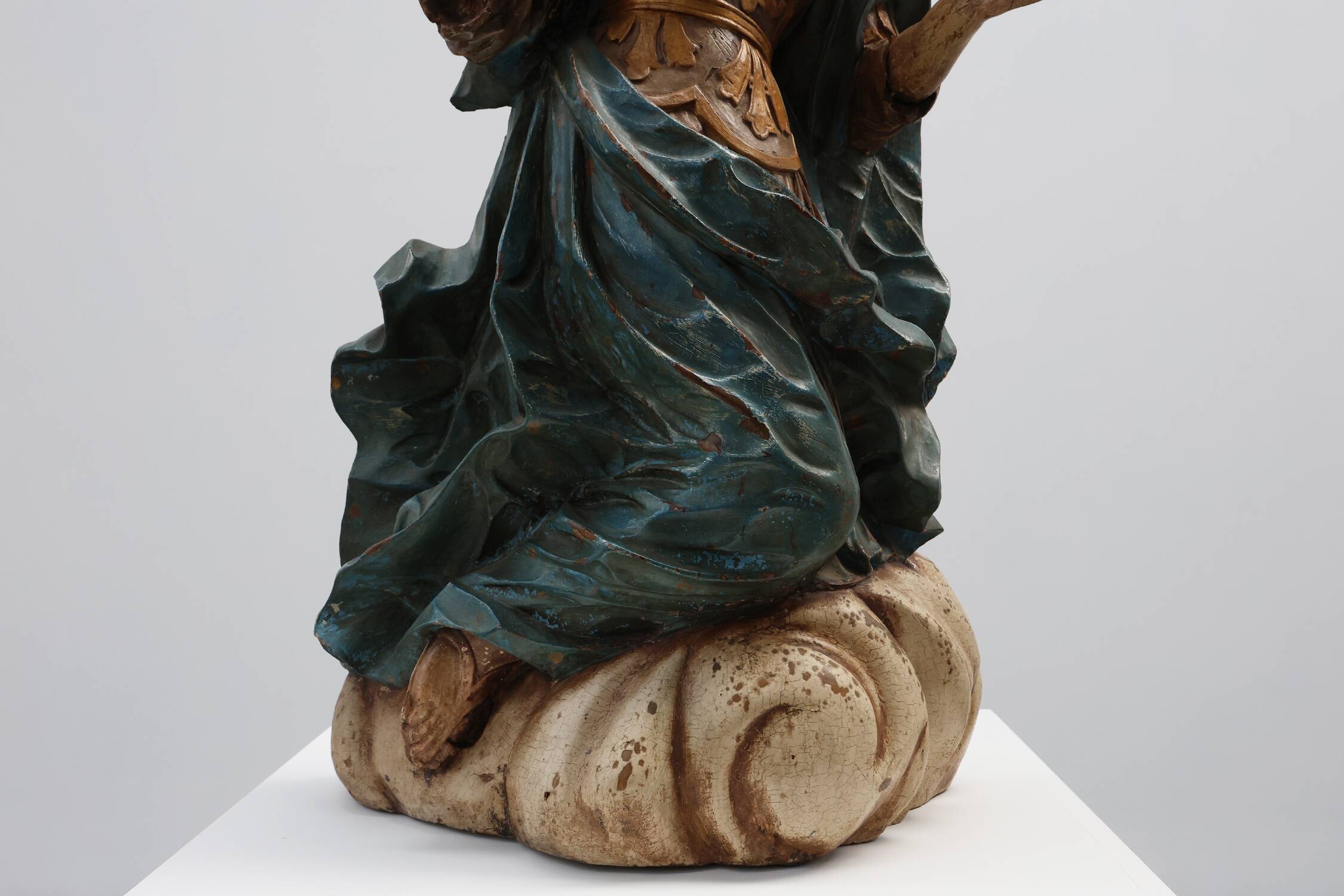 French 18th Century Religious Statue of the Virgin Mary on a cloud