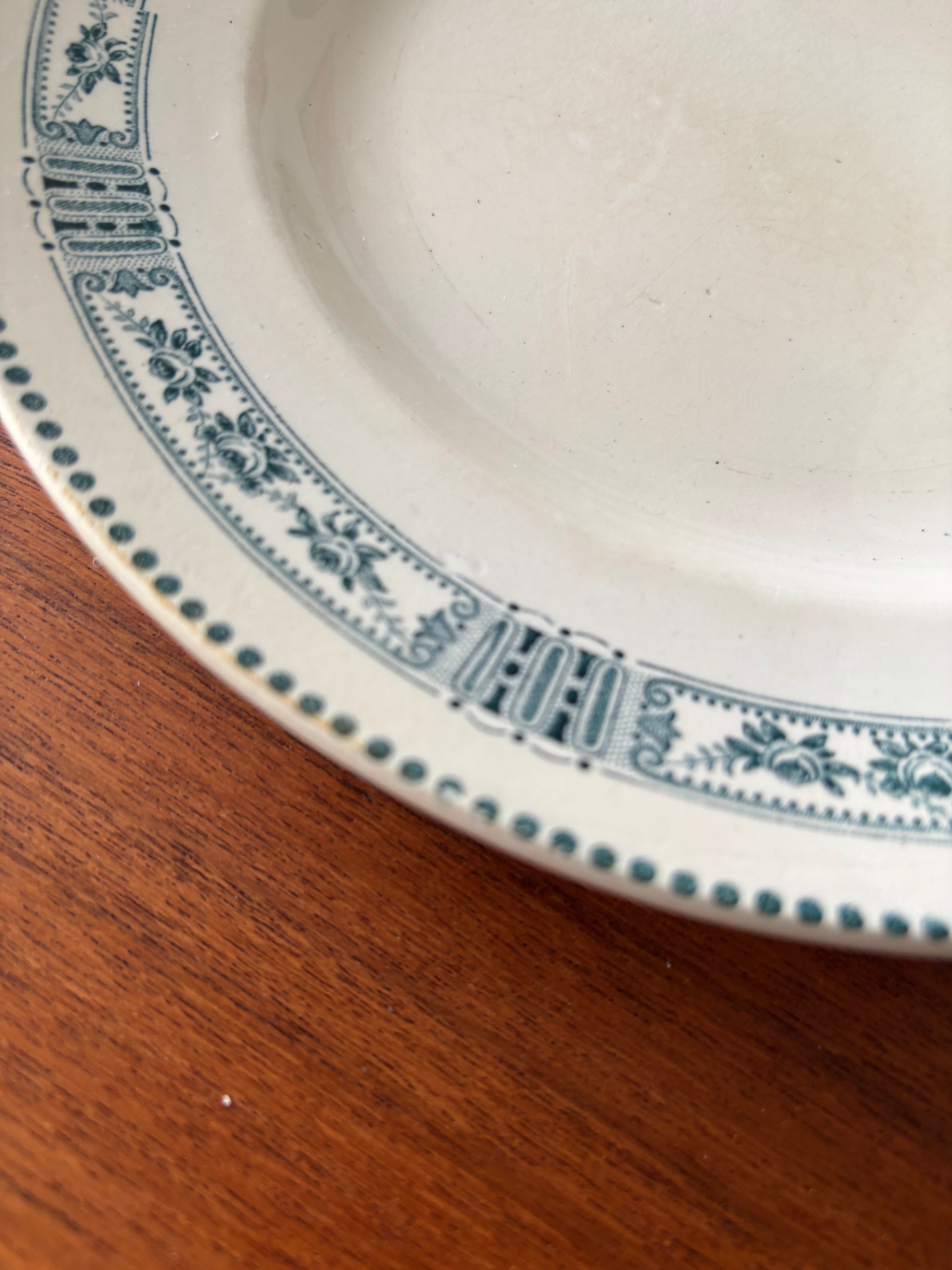 Set of 6 antique flat plates Moulin des Loups & Hamage model P