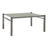 Table basse carré chrome / verre fumé