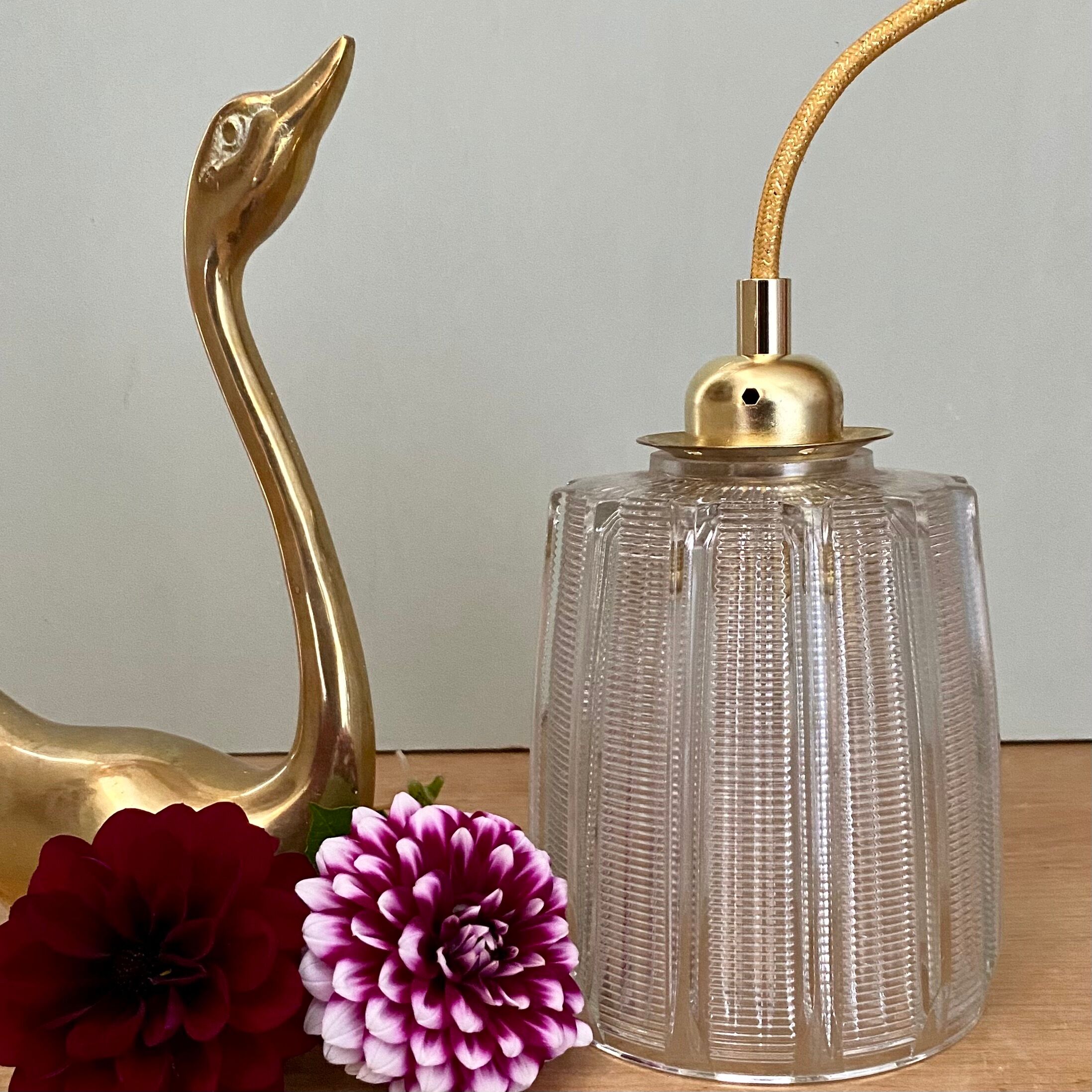 Vintage holophane glass globe lamp