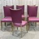 Set of 6 beech chairs with skai in the style of Jules Leleu.