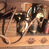 Old wooden radio set in wood lamp for decoration or collection