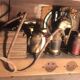 Old wooden radio set in wood lamp for decoration or collection