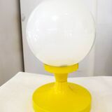 1960s globe table lamp, yellow metal base