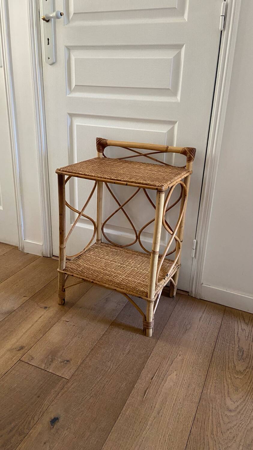 Vintage rattan bedside table 1960