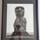 Vintage framed silver print, Moai of Easter Island, ethnological mission from 1970