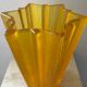 Art Deco star vase in yellow glass from the 1950s
