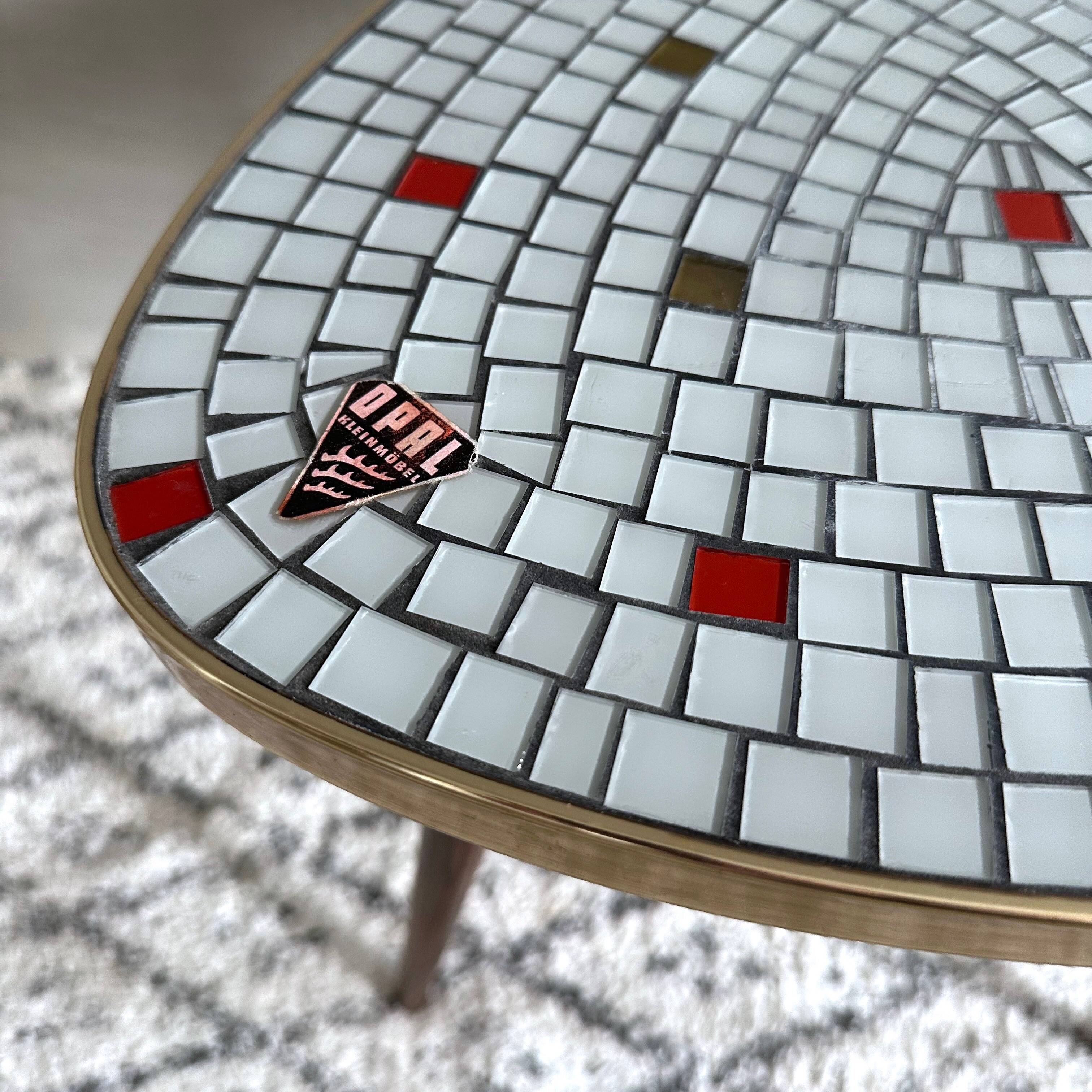 Vintage mosaic table Opal Germany, coffee table, 60's interior