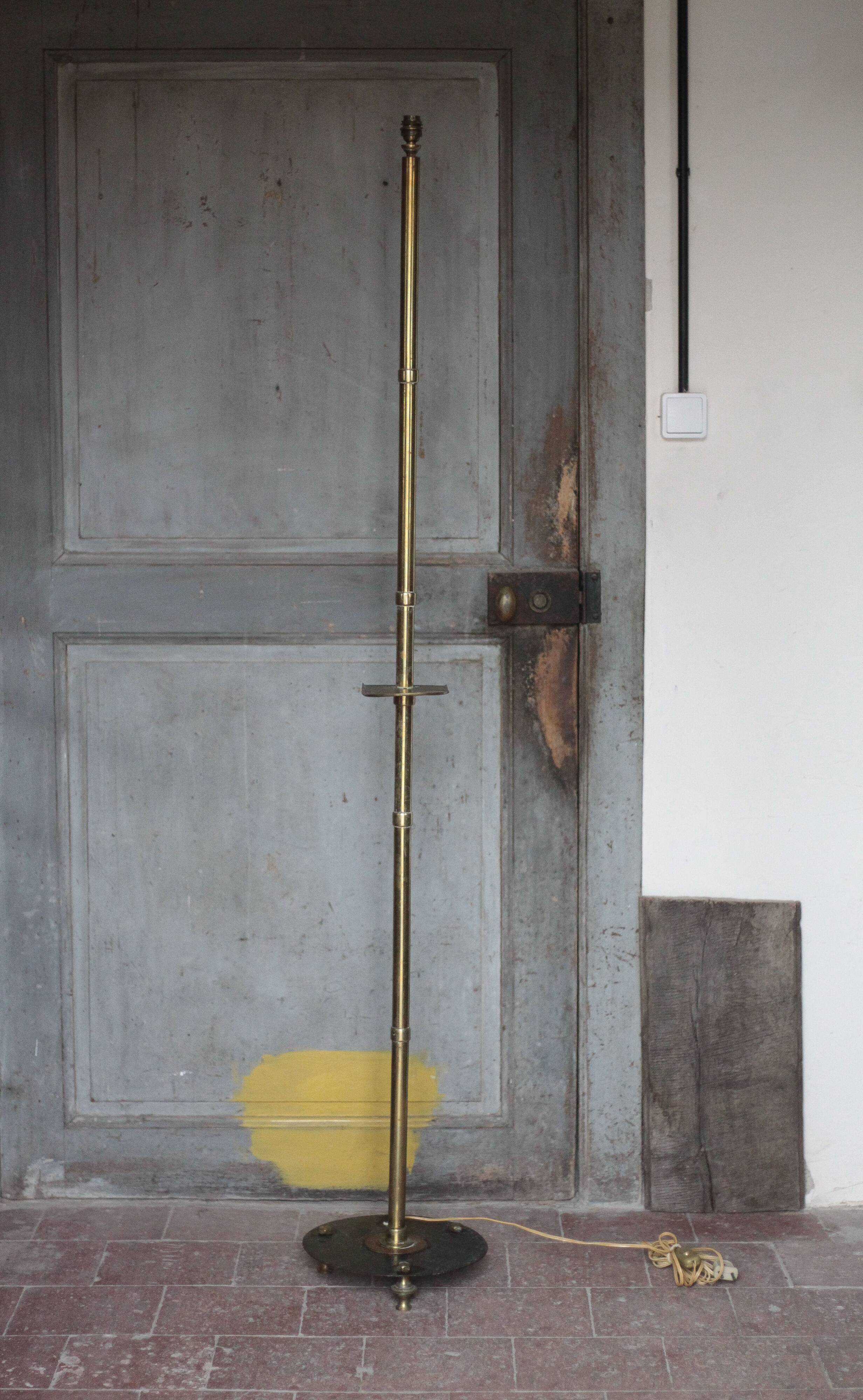 1930s brass floor lamp, reading lamp.