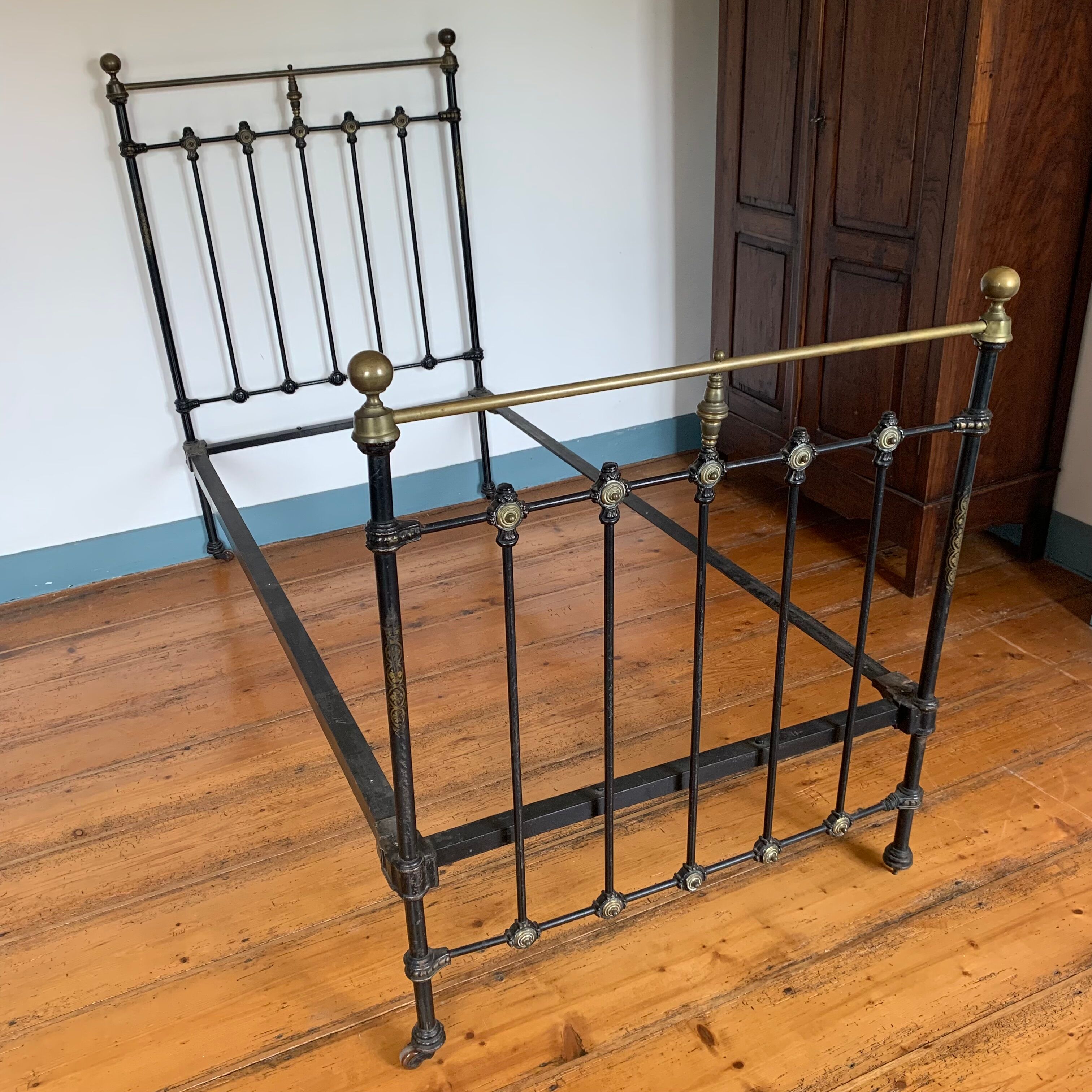 Victorian bed wrought iron and brass