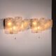 J.T. Kalmar Midcentury Ice Glass Wall Sconces Austria 1960