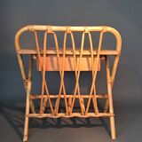 Vintage rattan and bamboo bedside table.