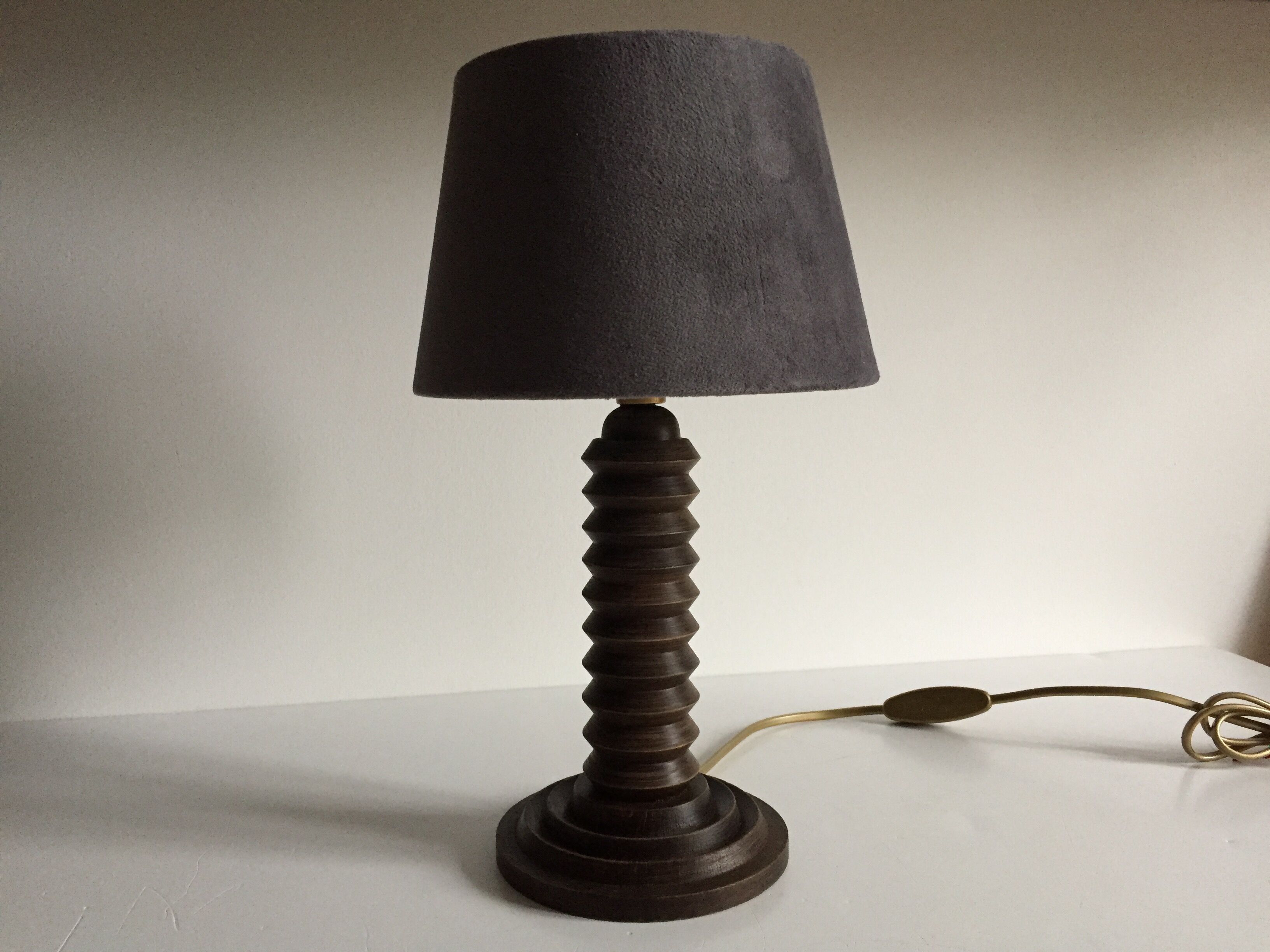 Vintage wood geometric lamp