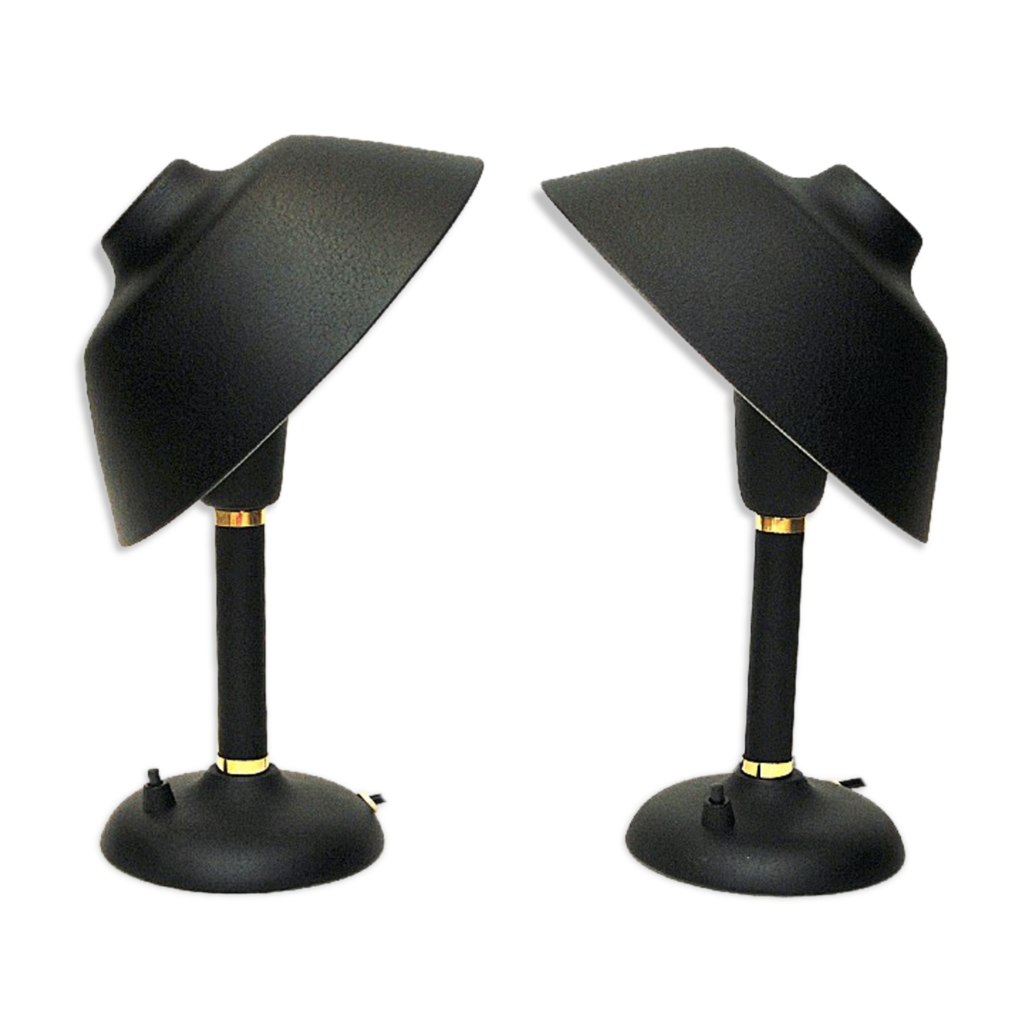 Black and classic Swedish pair of metal table lamps 1950s