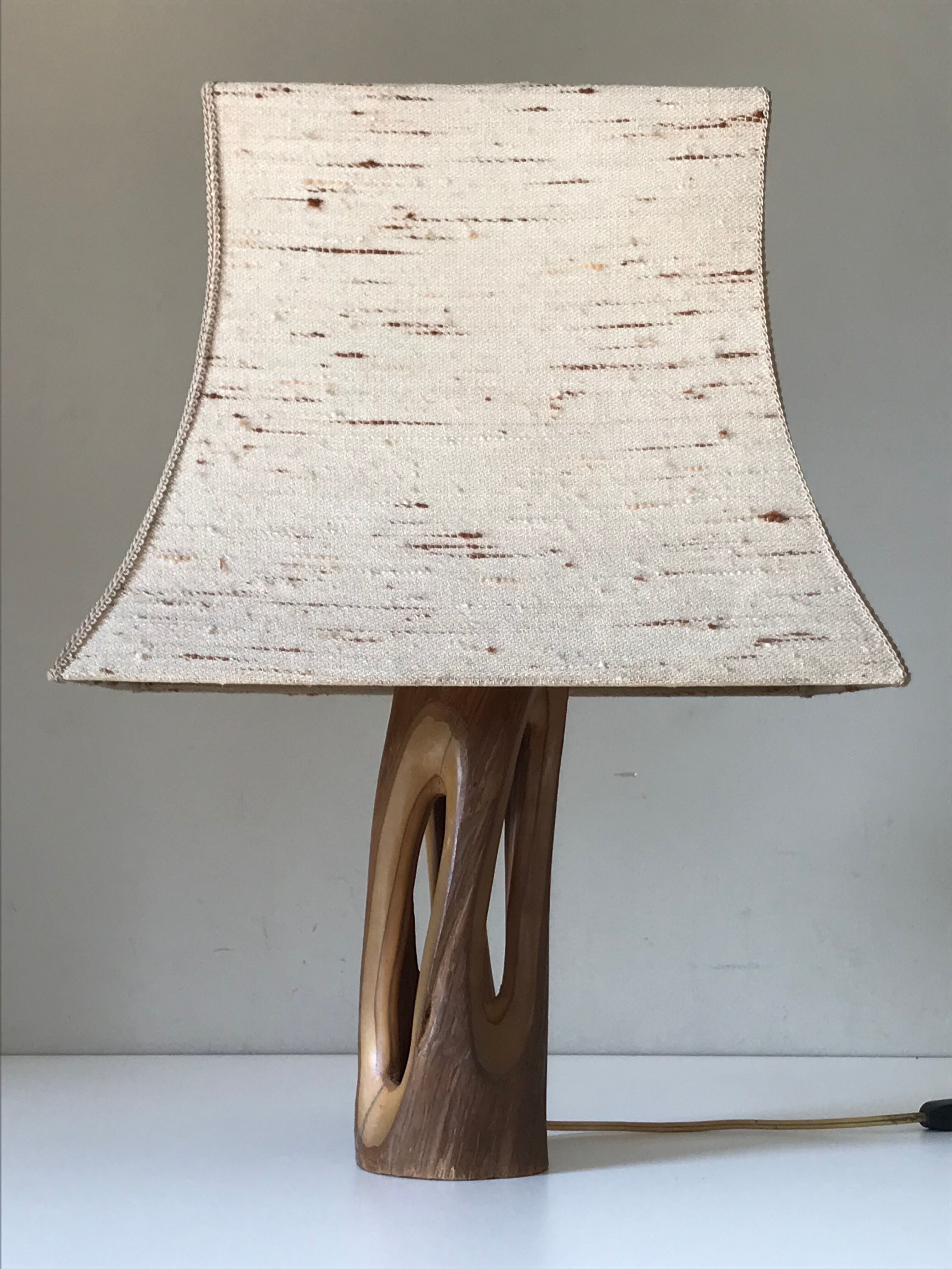 Vintage openwork wood lamp annees 60