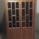 Parisian glass-fronted cabinet, Art Deco vintage bookshelf, solid oak furniture.