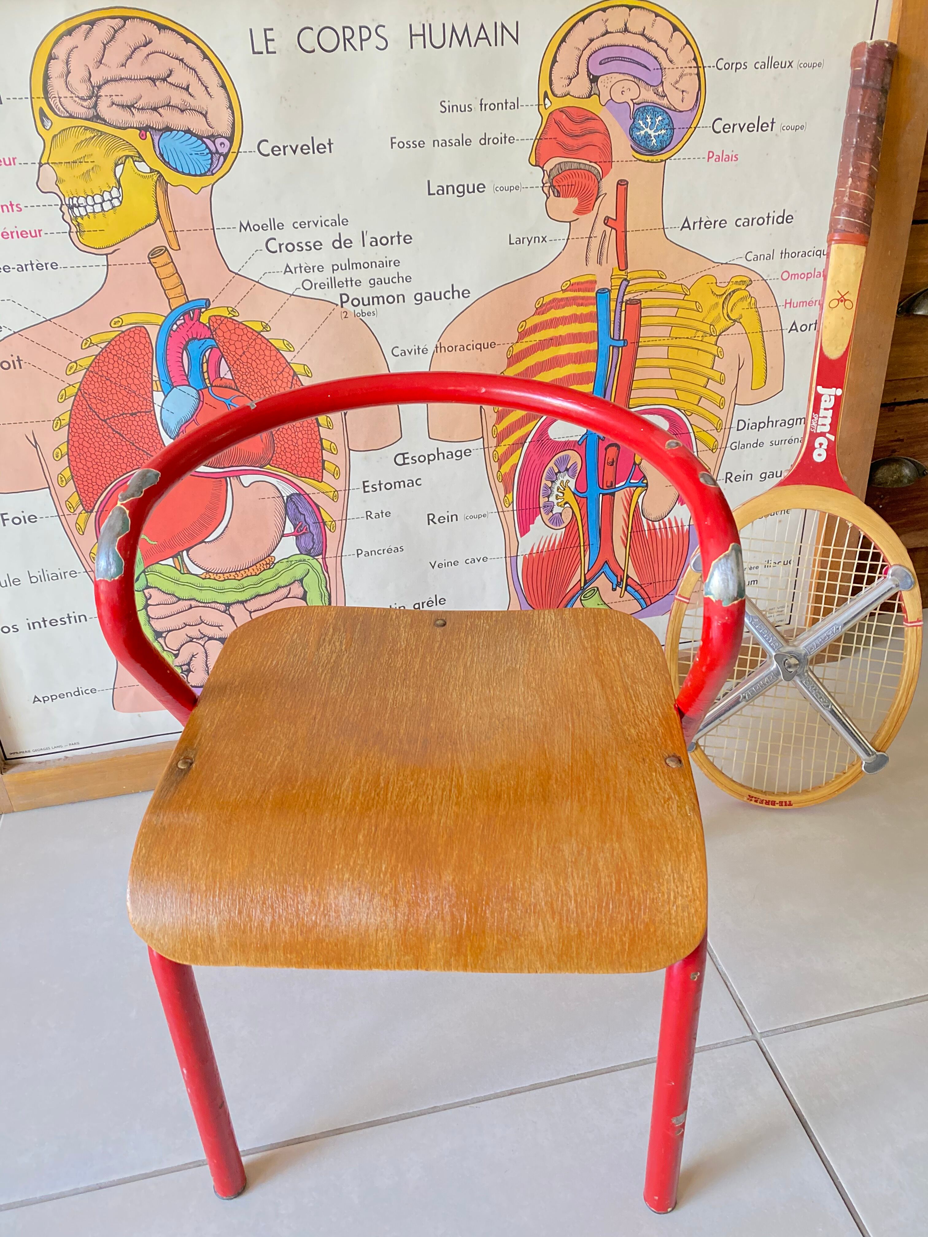 Vintage child school chair Hitier Jacques