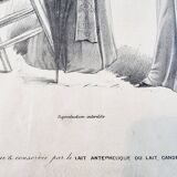 Illustration of a French fashion sketch from 1900 with certificate of authenticity