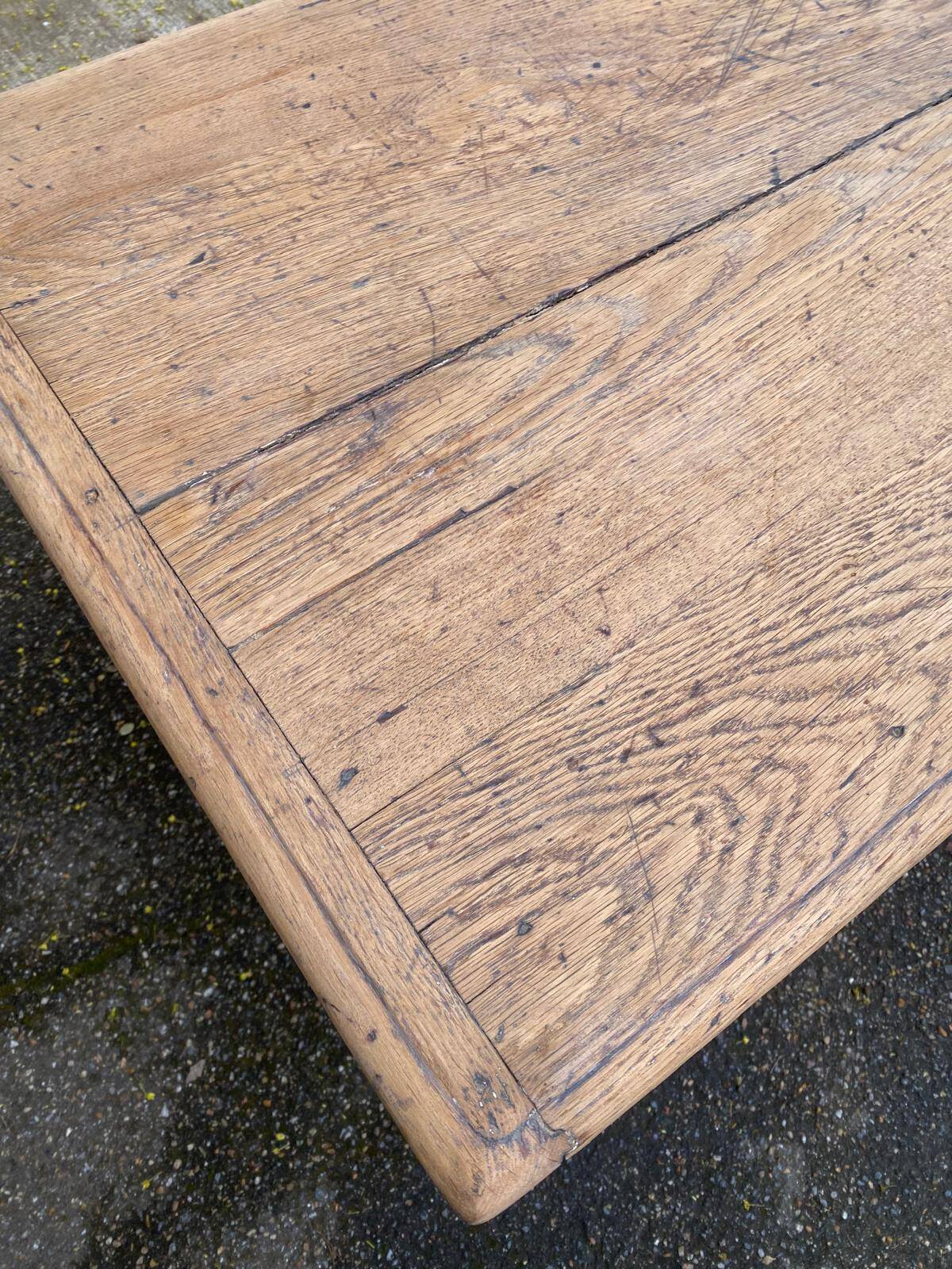 19th-century Louis XVI solid oak farmhouse table, 140cm.