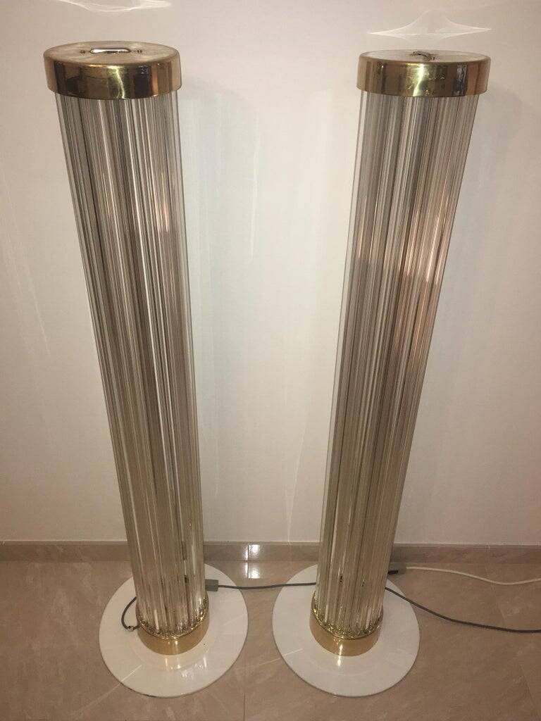 Pair of Design Brass and Glass Modern Floor Lamps/Kamenicky Senov, 1960s