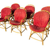 Set of 6 rattan armchairs from the 1960s, France.