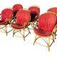 Set of 6 rattan armchairs from the 1960s, France.