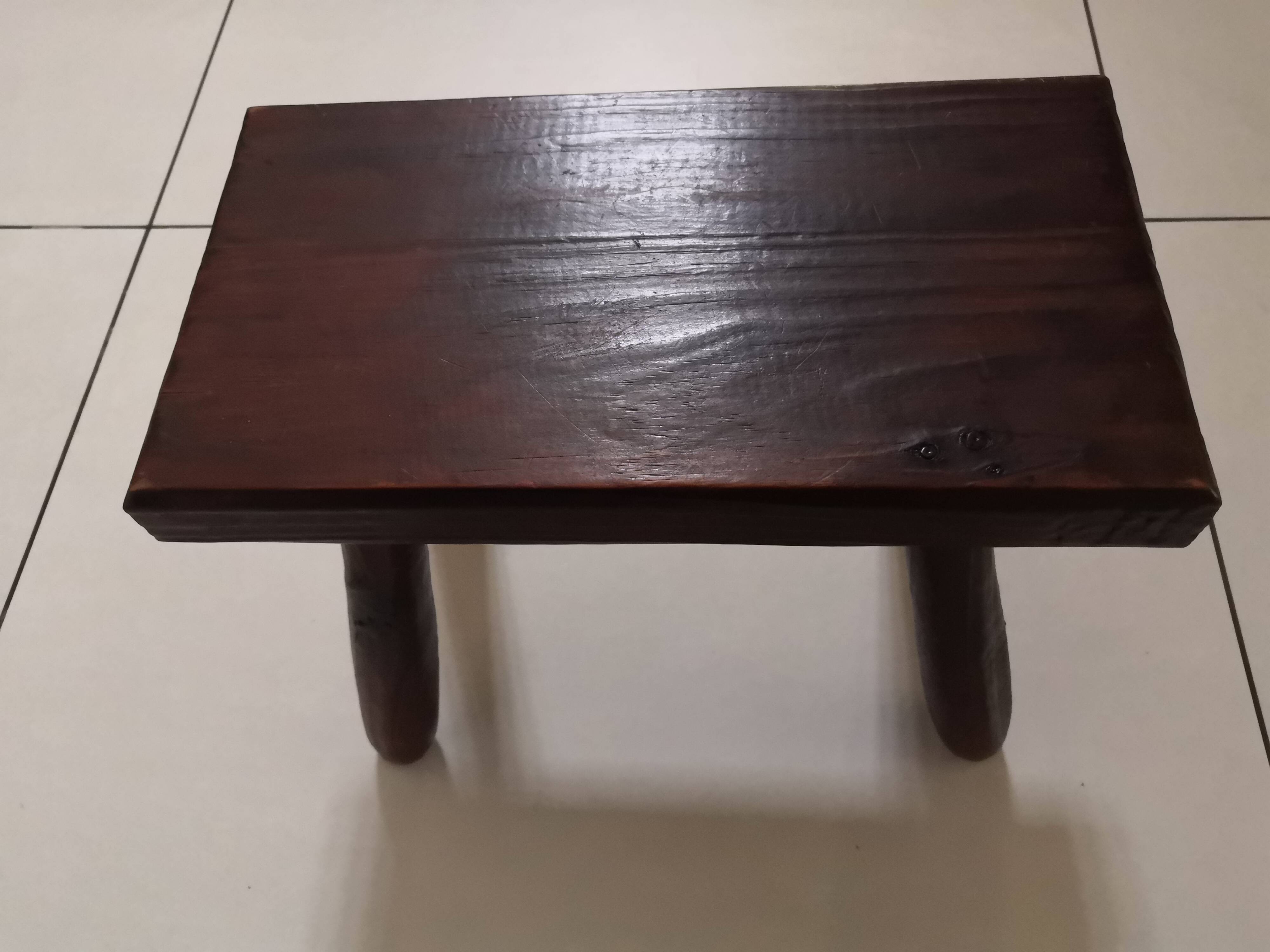 Step footrest solid wood vintage brutalist stool