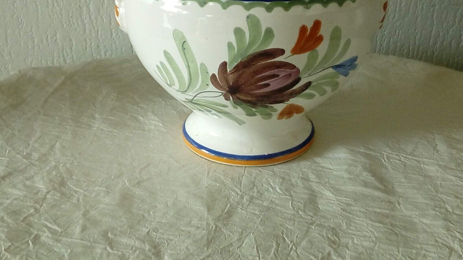 Earthenware tureen floral bird decoration nevers la rochelle?