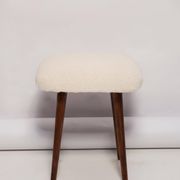Set of two mid-century modern light beige boucle stools, Europe, 1960s.