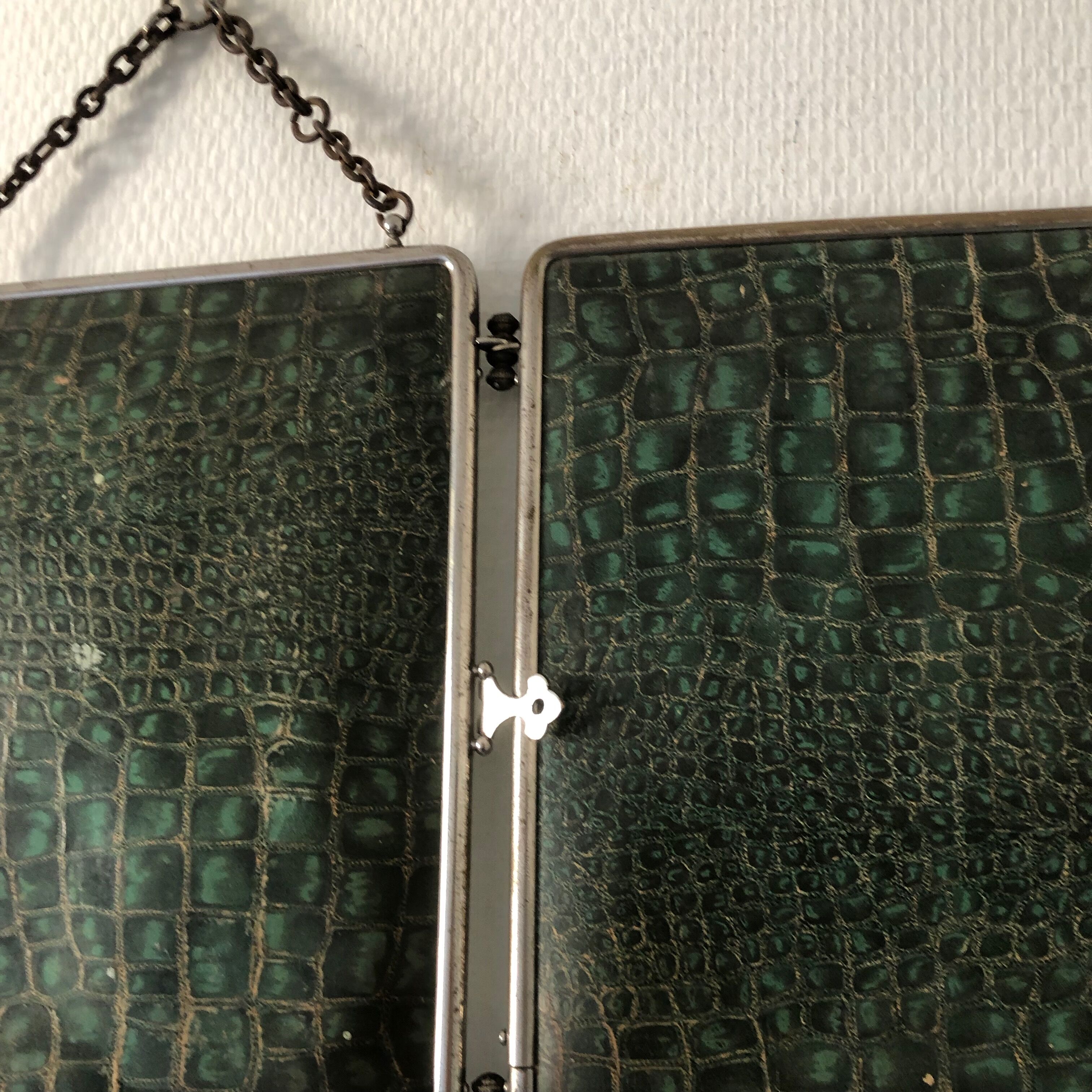 Triptych mirror barber-fir tree 27x58 vintage 1930